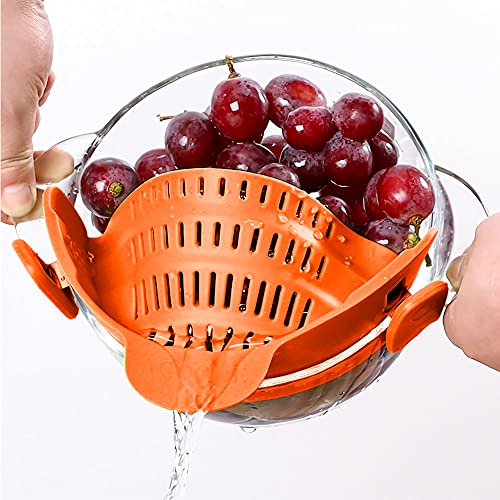 ACOODE Kitchen Food Strainer for Pasta Ground Beef Grease Colander and Sieve Snaps on Bowls Pots and Pans Heat Resistant Silicone (orange) | The Storepaperoomates Retail Market - Fast Affordable Shopping