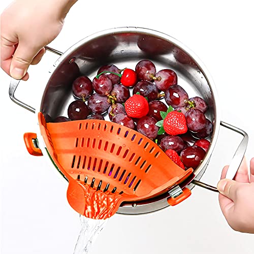 ACOODE Kitchen Food Strainer for Pasta Ground Beef Grease Colander and Sieve Snaps on Bowls Pots and Pans Heat Resistant Silicone (orange) | The Storepaperoomates Retail Market - Fast Affordable Shopping