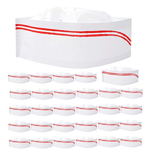 Honbay 30PCS Disposable Paper Chef Hat Kitchen Cooking Chef Cap for Food Restaurants, Home Kitchen, School, Classes, Catering