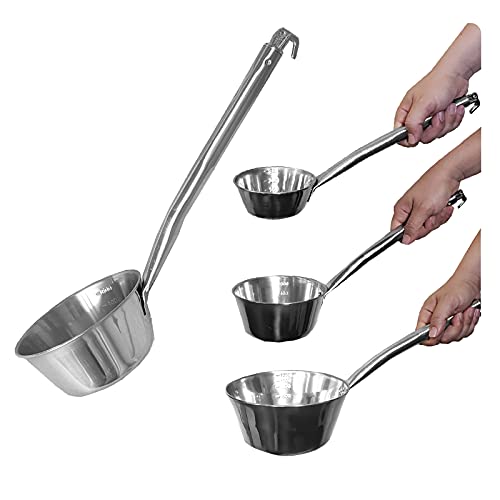 Stainless Steel Dipper, Ladle for Commercial & Home, Multi-Purpose Canning Ladle, No Pain Grip, Long and Smooth Handle, Large Oversized Scoop With Hook, Made in Korea, 5 Cups, 40 oz (Large)
