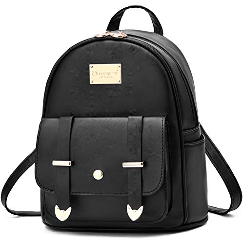 Girls Fashion Backpack Mini Backpack Purse for Women Teenage Girls Purses PU Leather cute Backpack Shoulder Bag Black