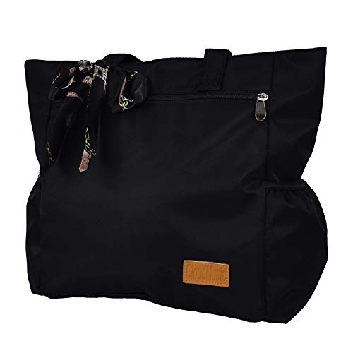 CLOUDMUSIC Gym Tote Shoulder Bag Shopping Travel For Girls Women(Black)