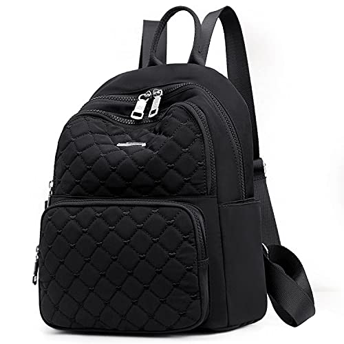 Myhozee Women Backpacks Purses Waterproof Nylon Anti Theft Fashion Small Mini Rucksack Lightweight Casual Shoulder Bags Girls Travel Daypack Outdoor Daily Use Black
