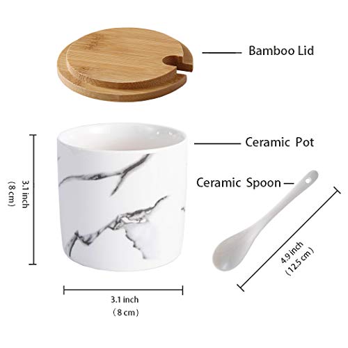 Ceramic Condiment Jar Seasoning Container with Lids , marble Salt Sugar Pepper Spice Container Bowls Pot with Spoon , Porcelain Pot,Set of 3 , 8.8 Oz , for Home Kitchen Coffee Bar | The Storepaperoomates Retail Market - Fast Affordable Shopping