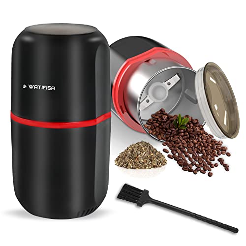 Watifisa Herb Grinder, Electric Dried Spice Mill Grinder with Stainless Steel Blades, Herb Mill Machine with Large Capacity – for Herbs, Fine Leaves, Peanuts, Pepper Beans, Almonds & Grains (Black)