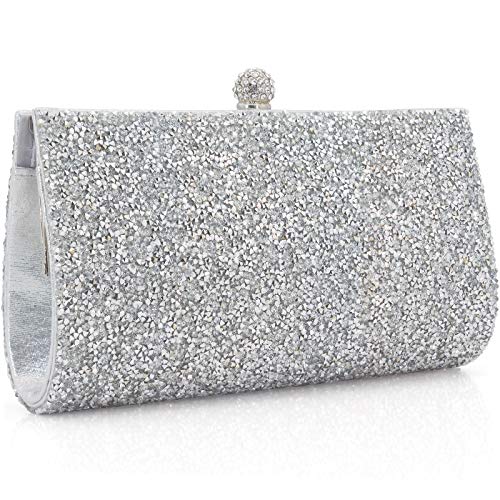 MagicLove Bling Evening Bag for Women Rhinestone Crystal Clutch Purse Silver