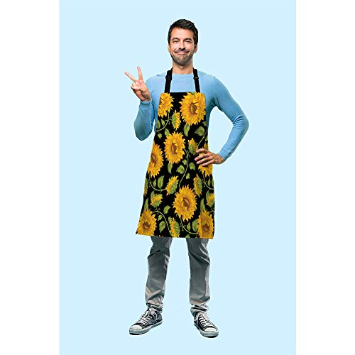 Beabes Sunflower Field Chef Apron 27 X 31 Inch Garden Green Leaves Floral Blossom Durable Non-Pilling Bib Aprons for BBQ Grilling Gardening Kitchen Home with Adjustable Neck Strap | The Storepaperoomates Retail Market - Fast Affordable Shopping