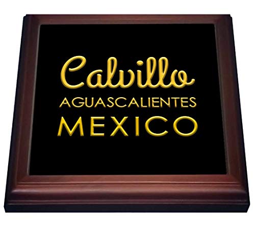 3dRose Calvillo, Aguascalientes, Mexico, Yellow on black. Patriot home town – Trivets (trv_338340_1)