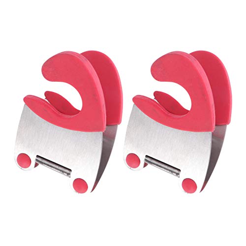 DOITOOL 2pcs Pot Clip Holder Utensil Pot Clip Spoon Rest Stainless Steel Kitchen Gadget for Restaurant Home Utensil Rest (Red)
