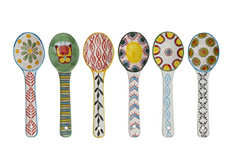 heart & home Demitasse Espresso Spoons, Little Spoons for Dessert, Small Teaspoons, Set of 6, Multicolor, 5-1/4” L