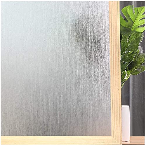 Privacy Window Film No Glue Frosted Glass Sticker for Home Office Static Anti-UV Window Paper Decorative Window Covering for Bathroom (Silver Silk, 17.5″ x 78.7″)