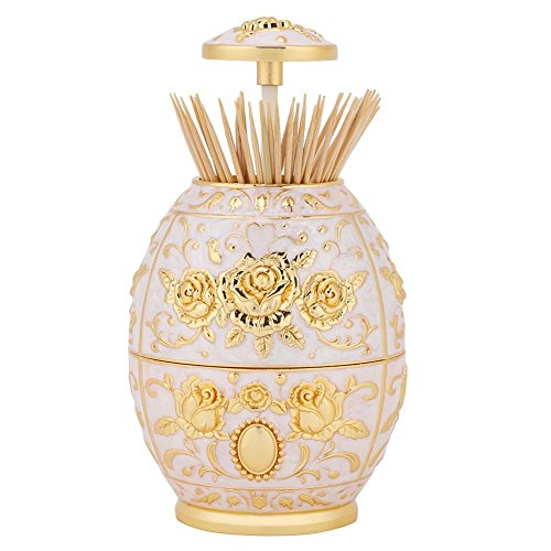Antilog Automatic Toothpick Holder, Hand Press Retractable Retro Toothpick Dispenser Toothpicks Case Flower Pattern Toothpick Box for Home Restaurant Party