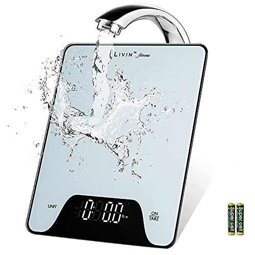 [Upgraded] LIVIN Digital Food Scale, Large LED Display Kitchen Scale, High Accuracy, 1g/0.1oz Precise Graduation, Water-Resistant Top, 4 Units, Easy Tare, Portable for Cooking/Baking, 22lb/10kg