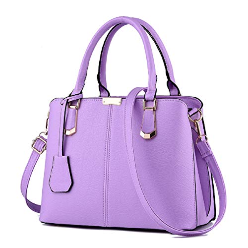 XingChen Purses and Handbags for Women Fashion Messenger Bag Ladies PU Leather Top Handle Satchel Shoulder Tote Bags Purple