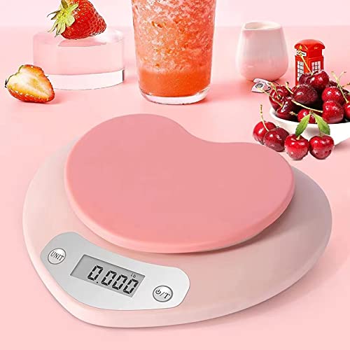 YRY Kitchen Scale LCD Display, Tare Function, 11 lbs(5kg) Capacity, 0.03 oz.(1g) Precise Graduation – Food Scale for Baking (Pink 5kg/1g)