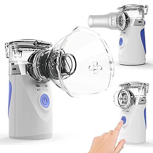 Portable Nebulizer,Nebulizer Machine for Adults Kids Net Type Nebulizers Personal Steam Inhaler Cool Mist System with 2 Size Mask and 1 Nozzle
