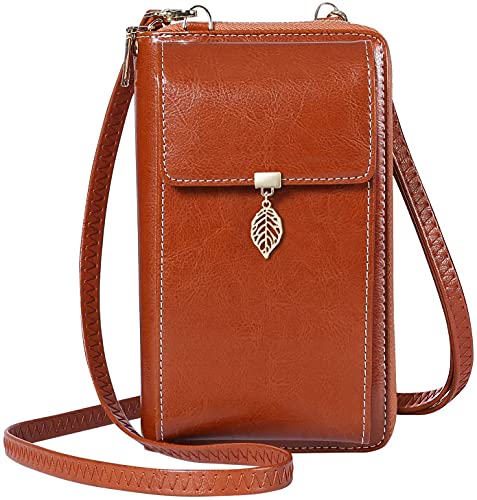 HUANLANG Small Crossbody Phone Bags for Women Leather Cell Phone Purse Wallet With Shoulder Strap RFID Blocking Ladies Shoulder Bag Credit Card Slots Lightweight Crossbody for Phone Bag and Wallet
