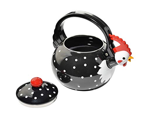 HOME-X Black Rooster Whistling Tea Kettle, Cute Animal Teapot, Kitchen Accessories and Red Rooster Spoon Holder, Pot/Pan Clip Kitchen Accessories, 5 x 3.8 x 3 inches | The Storepaperoomates Retail Market - Fast Affordable Shopping