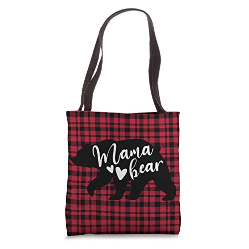 Mama Bear Buffalo Black and Red Plaid Family Women Mom Gifts Tote Bag