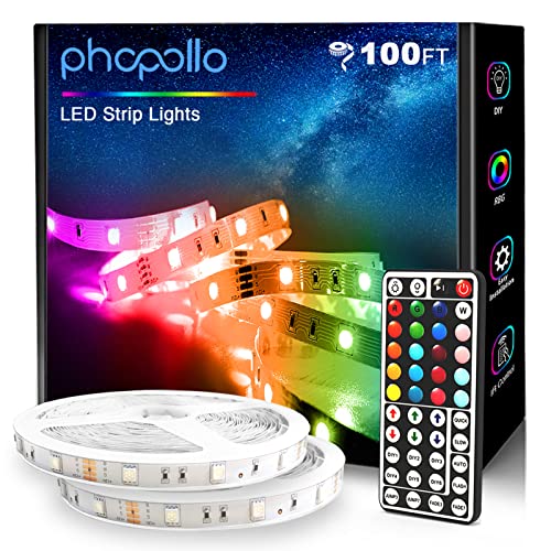 phopollo 100ft Led Strip Lights, 5050 Led Lights for Bedroom, Kitchen, Home Decoration