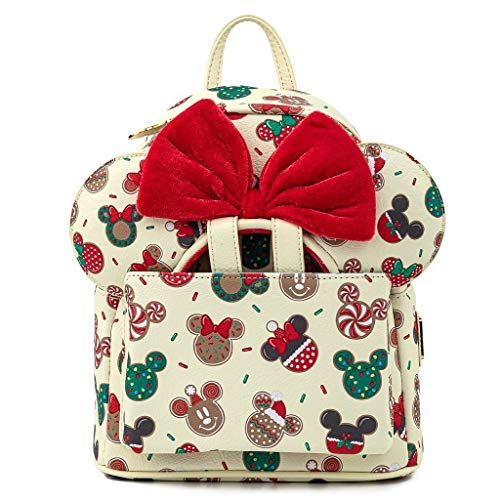 Loungefly Disney Christmas Mickey and Minnie Cookie Adult Womens Double Strap Shoulder Bag Purse with Ears Headband