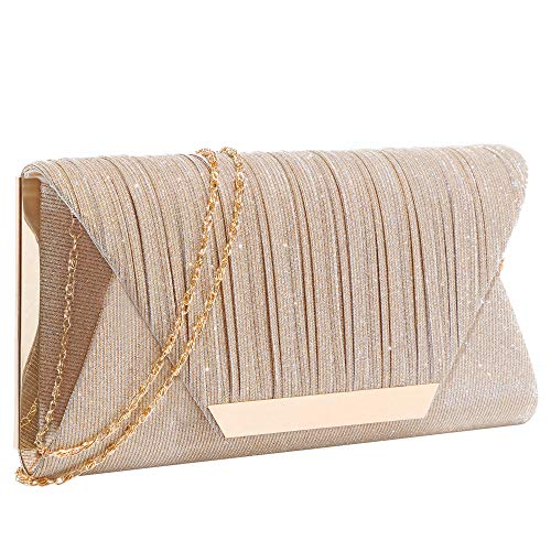 AO ALI VICTORY Glitter Clutch Purses for Women Evening Bags and Clutches Flap Envelope Handbags Formal Wedding Party Prom Purse (A-Champagne)