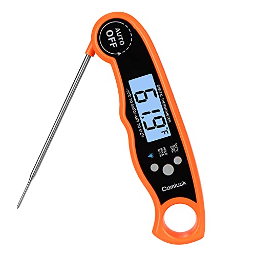 Comluck Instant Read Meat Thermometer – CA001 Digital Oven Cooking Food Min Max Thermometer Magnetic Waterproof with Backlight for Adults Kitchen Grill Steak Outdoor BBQ Barbecue Baking