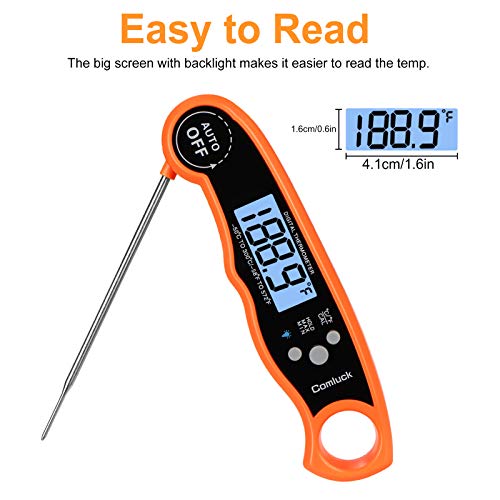 Comluck Instant Read Meat Thermometer – CA001 Digital Oven Cooking Food Min Max Thermometer Magnetic Waterproof with Backlight for Adults Kitchen Grill Steak Outdoor BBQ Barbecue Baking | The Storepaperoomates Retail Market - Fast Affordable Shopping