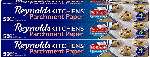Reynolds Kitchens Parchment Paper Roll with SmartGrid – 3 Boxes of 50 Square Feet (150 Sq. Ft) (Value Pack)