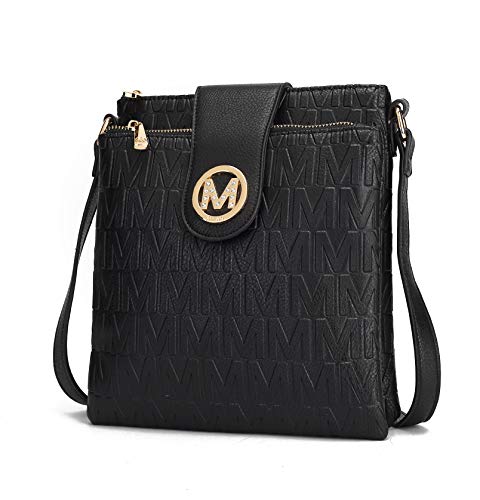MKF Crossbody Bags for Women – Cross body Strap, Messenger Purse – PU Leather Handbag, Womens Fashion Pocketbook Black