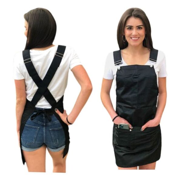The Daydreamer Collection Cross-back Apron for Women-Black Apron with Large Pockets-Adjustable Work Apron for Stylist, Florist & Kitchen-Standard