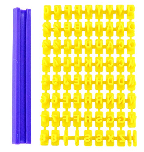 HOME-X Cookie Stamp, Letter and Number Stamps for Decorating Cookies, Cake, and Fondant, Baking Tool- Yellow and Purple- Each ¼” L