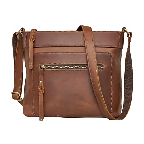 Lady Conceal Concealed Carry Delaney Distressed Leather Crossbody (Distressed Mahogany)