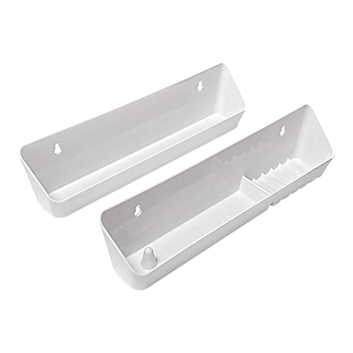 Aiwaiufu Kitchen Sink Front Trays Tip Out Tray Set 14 Inch Polymer Plastic White (2 Pack)