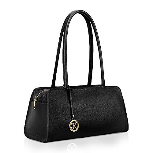 Kattee Leather Purses and Handbags for Women Small Top-handle Tote Bag Satchel Shoulder Bags Black