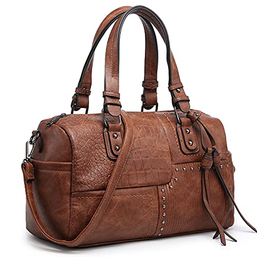 Dasein Women Soft Vegan Leather Barrel Bags Large Hobo Top Handle Work Totes Satchel Handbags Shoulder Purse (Coffee)