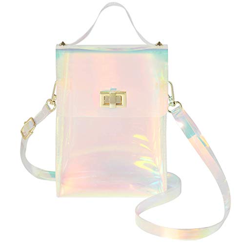 AOCINA Clear Crossbody Purse Bag, PGA Stadium Aprroved Clear Handbags for Work, Concerts, Sports Events(colorful-vertical2)
