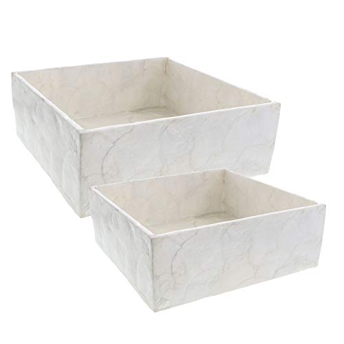 Set of 2 Capiz White Cocktail and Luncheon Napkin Holders for Kitchen