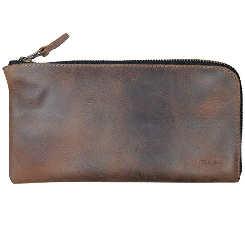 Hide & Drink, Leather Long Zippered Wallet, Holds Up to 8 Cards Plus Coins And Flat Bills, Phone Holder, Cash Organizer, Travel Essentials, Handmade Includes 101 Year Warranty (Bourbon Brown)