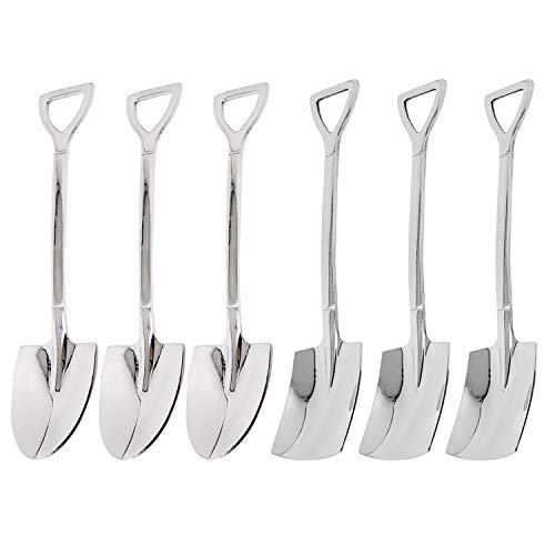 Honbay 6PCS Stainless Steel Shovel Shape Dessert Spoons Ice Cream Fruit Spoon for Home Kitchen and Restaurant (6.1″)