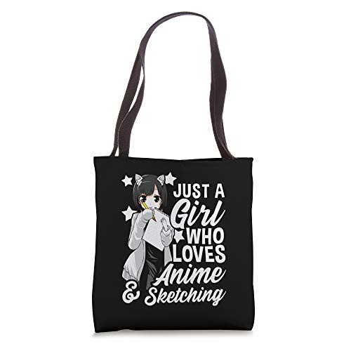 Anime Girl Just A Girl Who Loves Anime and Sketching Drawing Tote Bag