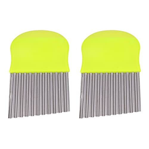 Cabilock 2pcs Potato Crinkle Wavy Choppers Cutters Stainless Steel Potato Fruit Vegetable Crinkle Slicers French Fry Slicer Vegetable Salad Chopping Tools for Home Store Kitchen Green