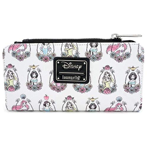 Loungefly x Disney Princess Portraits Allover-Print Wallet (White Multi, One Size)