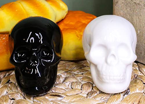 Ebros Day Of The Dead Solid Black And White Sugar Skulls Salt And Pepper Shakers Set Ceramic Holder Home Kitchen Decor As Ossuary Skull Skeleton Dias De Los Muertos Calacas Cranium Decorative