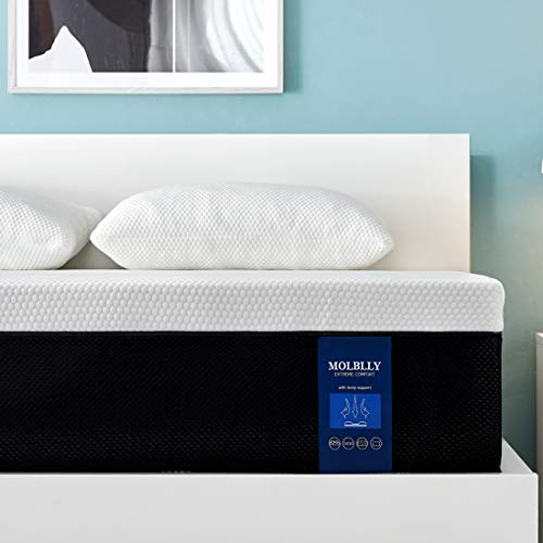 Molblly Queen Mattresses, 10 Inch Premium Cooling-Gel Memory Foam Mattress Bed in a Box, Cool Queen Bed Supportive & Pressure Relief with Breathable Soft Fabric Cover,Medium Firm