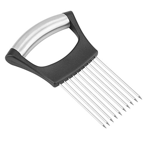 Fruits Veg Meat Cutter Onion Holder, All-In-One Stainless Steel Onion Fork Meat Needle Fruits Potato Vegetable Slicer Cutting Aid Chopper with 10 Prongs Meat Chopper Home Kitchen Tool