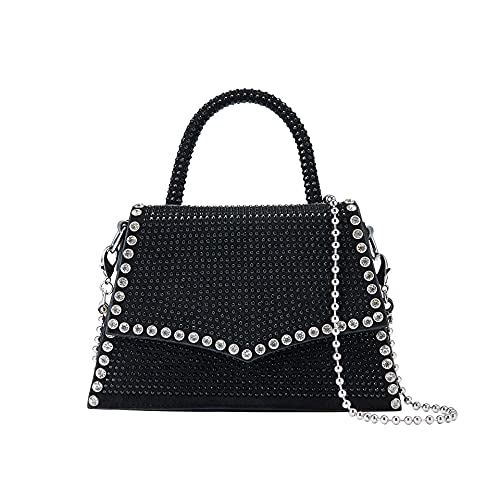 Glitter Rhinestone Crossbody Evening Bag – Fashion Crystal Top Handle Bags Cocktail Party Club Bling Clutch Purse for Women