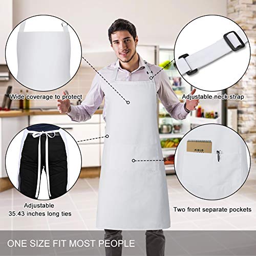Jubatus 2 Pack 100% Cotton Aprons with 2 Pockets Cooking Chef Kitchen Adjustable Bib Apron for Women Men, White | The Storepaperoomates Retail Market - Fast Affordable Shopping