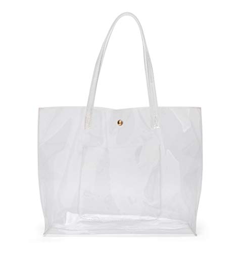 Women’s Soft Clear PVC Tote Shoulder Bag from Dreubea, Big Capacity Handbag Clear