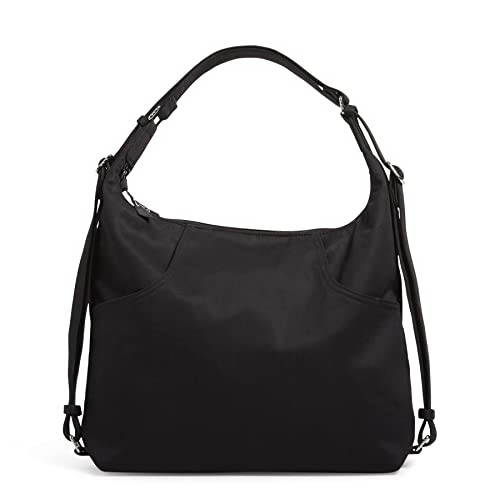 Vera Bradley womens Cotton Convertible Backpack Shoulder Handbag, Black – Recycled Cotton, One Size US